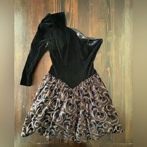 Gunne Sax | Jessica McClintock | 80's | Black‎ Velvet Midi Dress | Women's 9/10